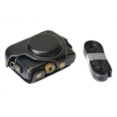 Camera Storage Bag Case Cover for Sony RX100 RX100II RX100 M3 RX100III M4 M5 M6, Retro PU Leather Protective Camera Case with Shoulder Strap (Black)
