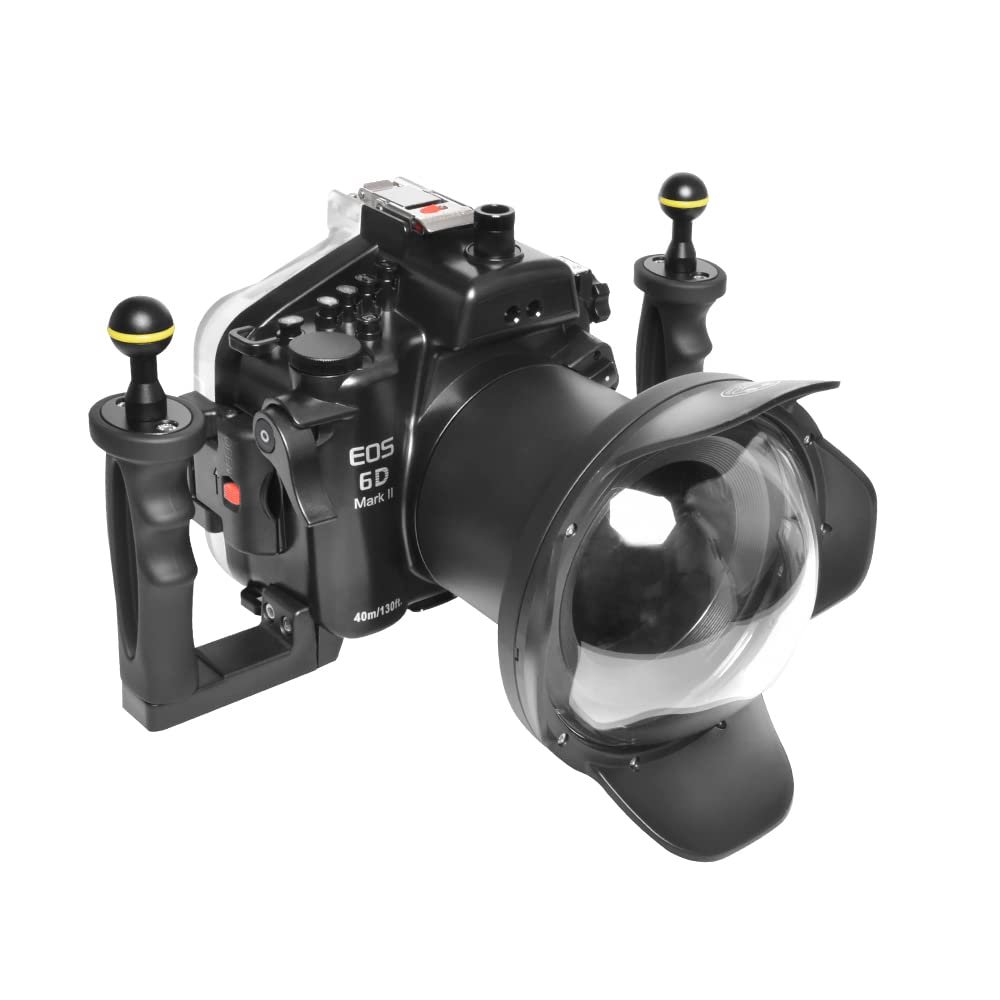 SeaFrogs [60m/195ft] Professional Underwater Camera Housing Diving Case w/Sea Frogs WA005A 6" Long Dome Port Kit, for for Canon EOS 6D Mark II + EF 16-35mm,EF 24-70mm,EF 24-105mm Lens