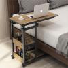 BLOHDI Portable Medical Overbed Table, Height Adjustable Overbed Table On Wheels 2 Tier Book Shelves Mobile Laptop Computer Stand Desk Rolling Coffee Side Table (Color : A) view 1