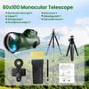80x100 Monocular Telescope, Monoculars for Adults High Powered, Monocular Telescope for Smartphone, Monoculars for Adults Hunting Wildlife Bird Watching Travel Hiking Camping Green view 3