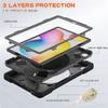 360 Rotation Case for Samsung Galaxy Tab S6 Lite 10.4" Sturdy Cover Rotate Ring Stand Shoulder Carrying Strap Hand Strap Rugged Children Adults Outdoor Case (Black+Gray) view 2