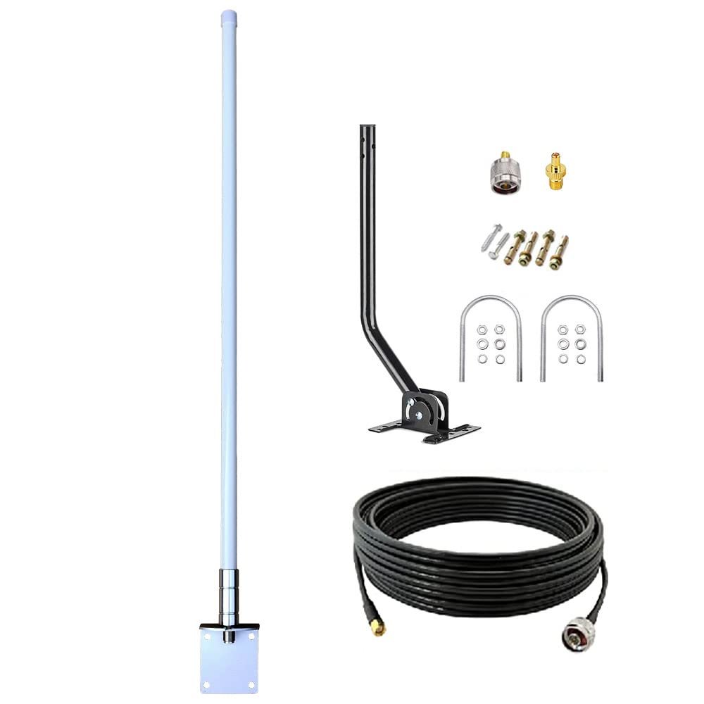 5G 4G LTE Antennas Outdoor Long Range WiFi Antenna Omni for Router Cell Phone Signal Hotspot Support All US & Canadian Carriers T-Mobile, Verizon, AT&T with TS9/ N Male/Cable/J-Mount Pole (Full Kit)