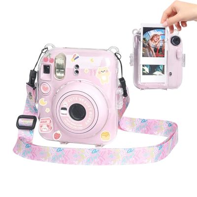 Kimyoaee Mini12 Clear Case Bundle Set for Fujifilm Instax Mini 12 Instant Camera Accessories with Films Pocket Picture Holder, Sticker Decal, Adjustable Shoulder Strap