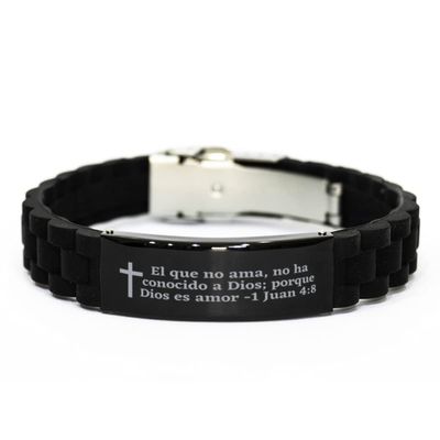 Brazaletes con frases de la Biblia - El que no AMA, no ha conocido a Dios; porque Dios ES Amor - 1 Juan 4:8 - pulsera con cierre deslizante