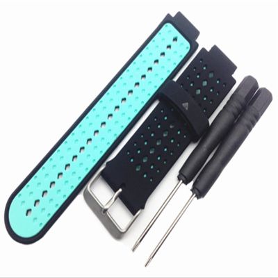 AEHON Soft Silicone Watch Strap Replacement Wrist Watch Band For Garmin Forerunner 220/230/235/620/630 Watchband With Tools (Color : Black green)