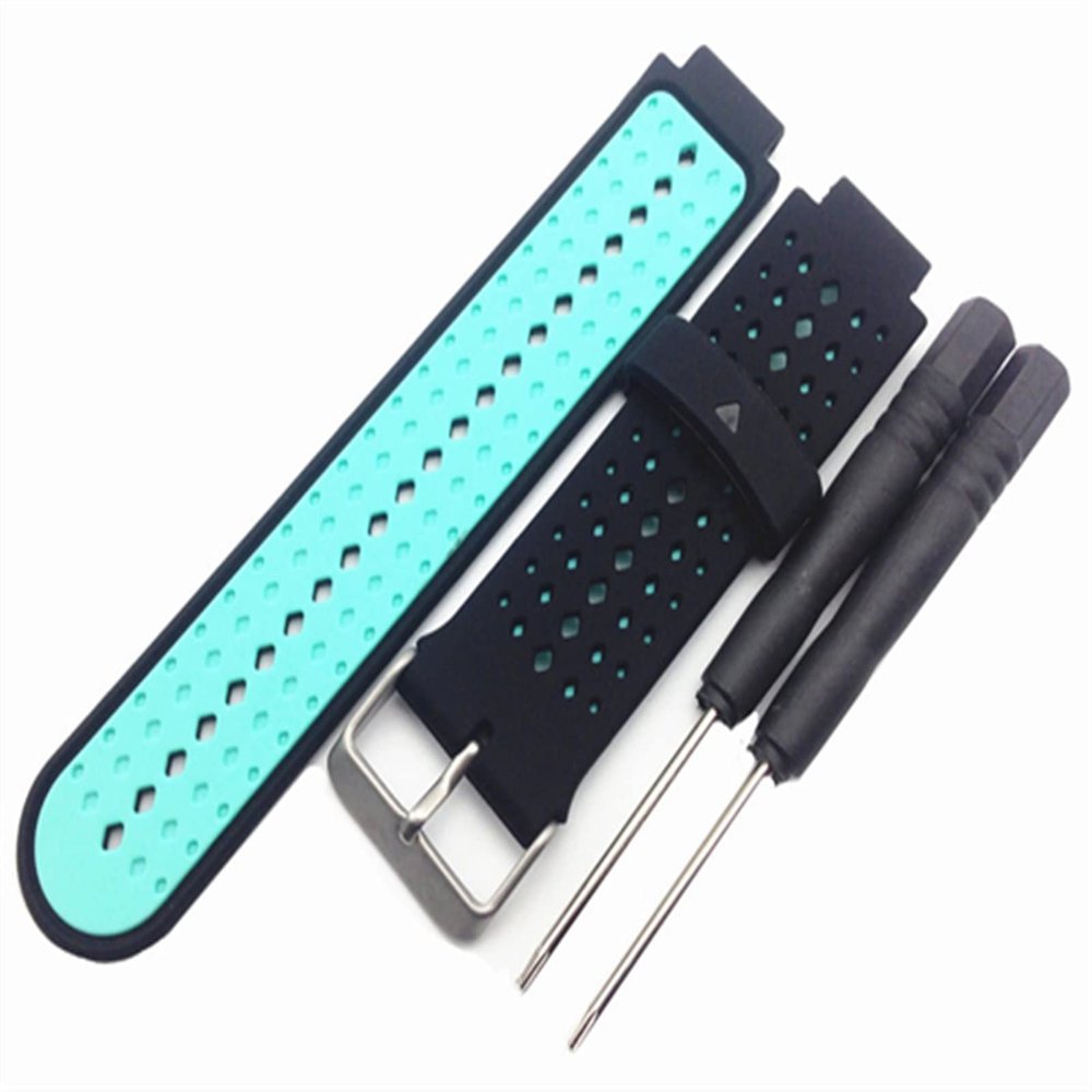 AEHON Soft Silicone Watch Strap Replacement Wrist Watch Band For Garmin Forerunner 220/230/235/620/630 Watchband With Tools (Color : Black green)
