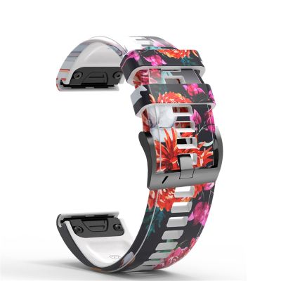 BKUANE 22mm 26mm Smart Watch Strap For Garmin Fenix 7 7X 5 6 5X 6X Pro EPIX 3HR Printing Silicone Smartwatch Wrist Band Bracelet Correa (Color : Color I, Size : 22mm Fenix 7 EPIX)