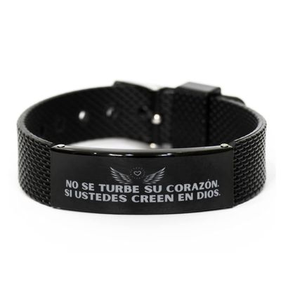 Regalos religiosos para Mujer - No se turbe su Corazon. Ustedes creen en Dios; Crean Tambien en mi (Juan 14:1) - pulsera con cierre deslizante - Pulsera de Malla