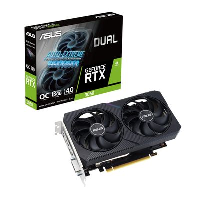 ASUS Dual NVIDIA GeForce RTX 3050 OC Edition Gaming Graphics Card (PCIe 4.0, 8GB GDDR6 Memory, HDMI 2.1, DisplayPort 1.4a, 2-Slot Design, Axial-tech Fan Design, 0dB Technology, and More)