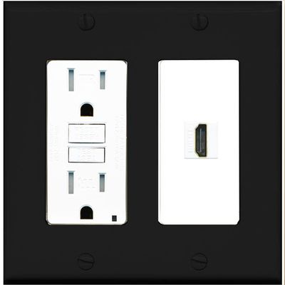 RiteAV HDMI Wall Plate 1 Port - GFCI [Black/White]