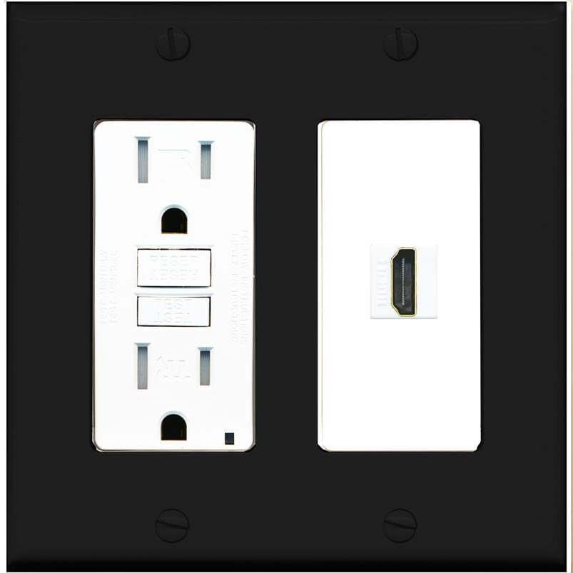RiteAV HDMI Wall Plate 1 Port - GFCI [Black/White]