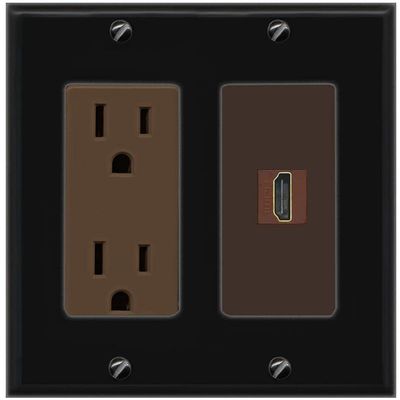 RiteAV HDMI Wall Plate 1 Port - Outlet [Black/Brown]