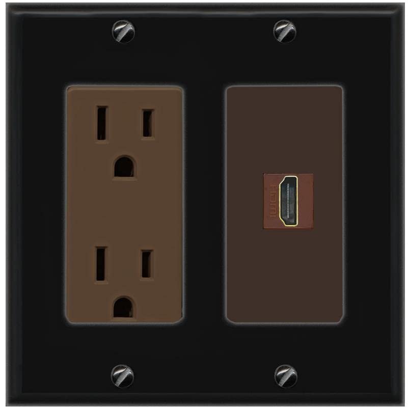 RiteAV HDMI Wall Plate 1 Port - Outlet [Black/Brown]
