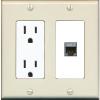 RiteAV 1 Port Cat7 Shielded Ethernet Wall Plate - Outlet [Light-Almond/White] view 1