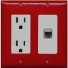 RiteAV 1 Port Cat7 Shielded Ethernet Wall Plate - Outlet [Red/Gray] view 1