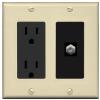 RiteAV 1 Port Coax Cable TV F-Type Wall Plate - Outlet [Ivory/Black] view 1