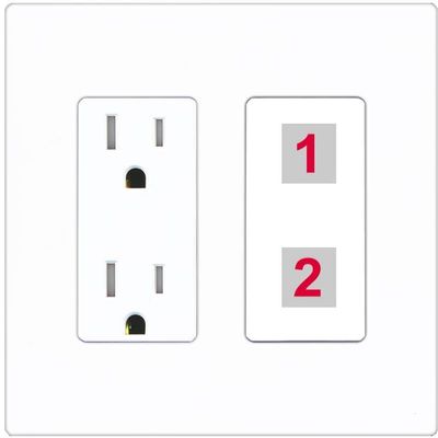 RiteAV Custom Wall Plate 2 Port, Tamper-Resistant, Screwless White, Choose HDMI Coax 3.5mm Banana Cat5/6 Phone RCA Speaker Toslink USB
