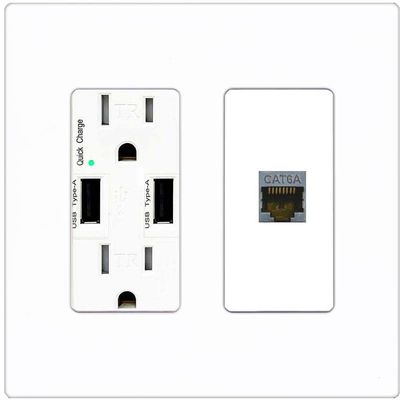 RiteAV 1 Port Cat6A Wall Plate - USB Charger [Screwless White]