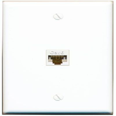 RiteAV 1 Port Cat6 Ethernet Wall Plate Female-Female - Flat [White/White]