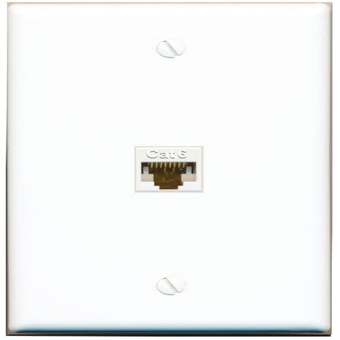 RiteAV 1 Port Cat6 Ethernet Wall Plate Female-Female - Flat [White/White]
