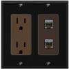 RiteAV 2 Port Cat6A Wall Plate - Outlet [Black/Brown] view 1