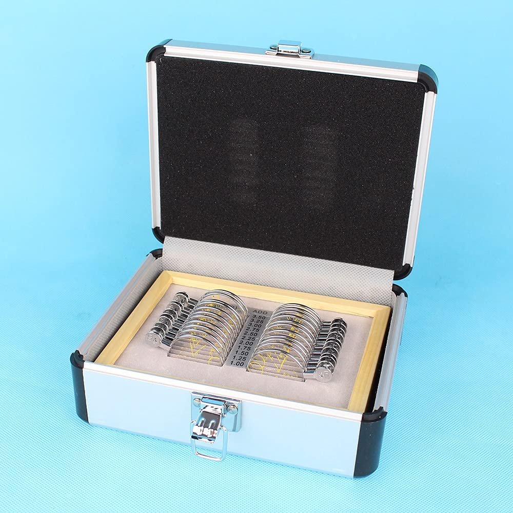 22PCS Optical Opthalmic Progressive Lens Set Trial Lens Case Aluminium Case