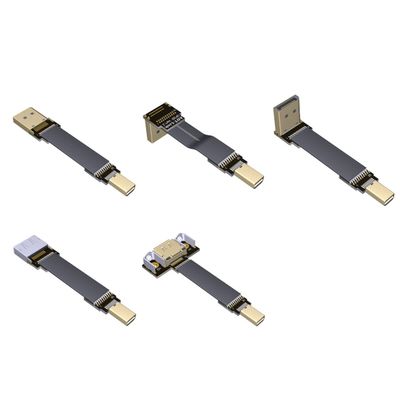 ADT-Link DisplayPort 1.2 mini-DP to DP Ribbon Extension Cable Male/Female Flat EMI Shielding FPC Cable DP 90 Degree Angle Connector with mounting Bracket (50cm, M1A-P1B(Male-Male))