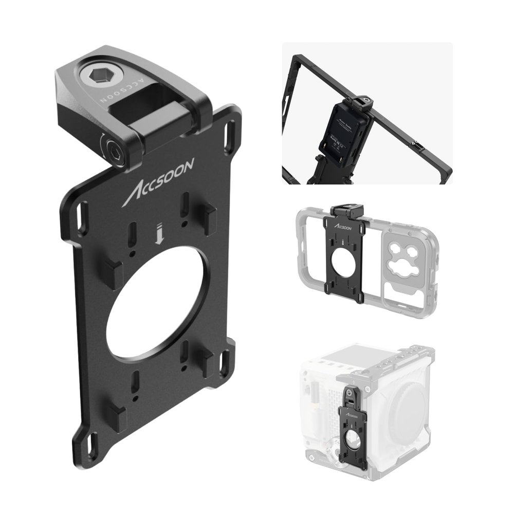 Accsoon ACC05 1/4 '' Screw Mounting Plate for SeeMo 4K/SeeMo/CineView Nano/NP-F Battery Adapter Plate/PowerCage Cepc01 and Cepc02, Lightweight Mini Monitor Holder, Angle Adjustable- Quick Installation