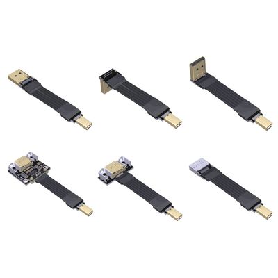 ADT-Link Mini Displayport(Mini DP) to Displayport FPV Flat Cable Up Down Angled Flat Mount Male to Male/Female 1.4 1.2 with Fixing Hole for Graphics Card (25cm, M5A-P7B(Male-Male))