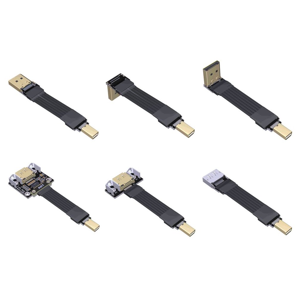 ADT-Link Mini Displayport(Mini DP) to Displayport FPV Flat Cable Up Down Angled Flat Mount Male to Male/Female 1.4 1.2 with Fixing Hole for Graphics Card (25cm, M5A-P7B(Male-Male))