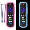 2Pack Universal Remote Cover for Roku TV | Silicone Protective Controller Sleeve for Roku Express 4K+ 2021 | Roku Streaming Stick+ | Roku TCL Hisense Case with Lanyards Glow Blue&Rose Red (Not Glow) view 1
