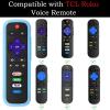 2Pack Universal Remote Cover for Roku TV | Silicone Protective Controller Sleeve for Roku Express 4K+ 2021 | Roku Streaming Stick+ | Roku TCL Hisense Case with Lanyards Glow Blue&Rose Red (Not Glow) view 2