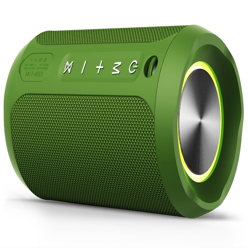 EDUPLINK Bluetooth Speaker IPX7 Waterproof Wireless Speaker with Bass 20H Playtime TWS Stereo Pairing Portable Outdoor Speakers for Beach Camping Travel Gifts for Men Women Girls Boys Teens Green
