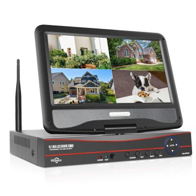 No HDD 10'' LCD Wireless WiFi NVR 16 Channels Network Video Recorder, Motion Detection Zones, 24/7 Record, Work with Hiseeu Eseecloud 1080P/3MP/5MP Wireless Camera
