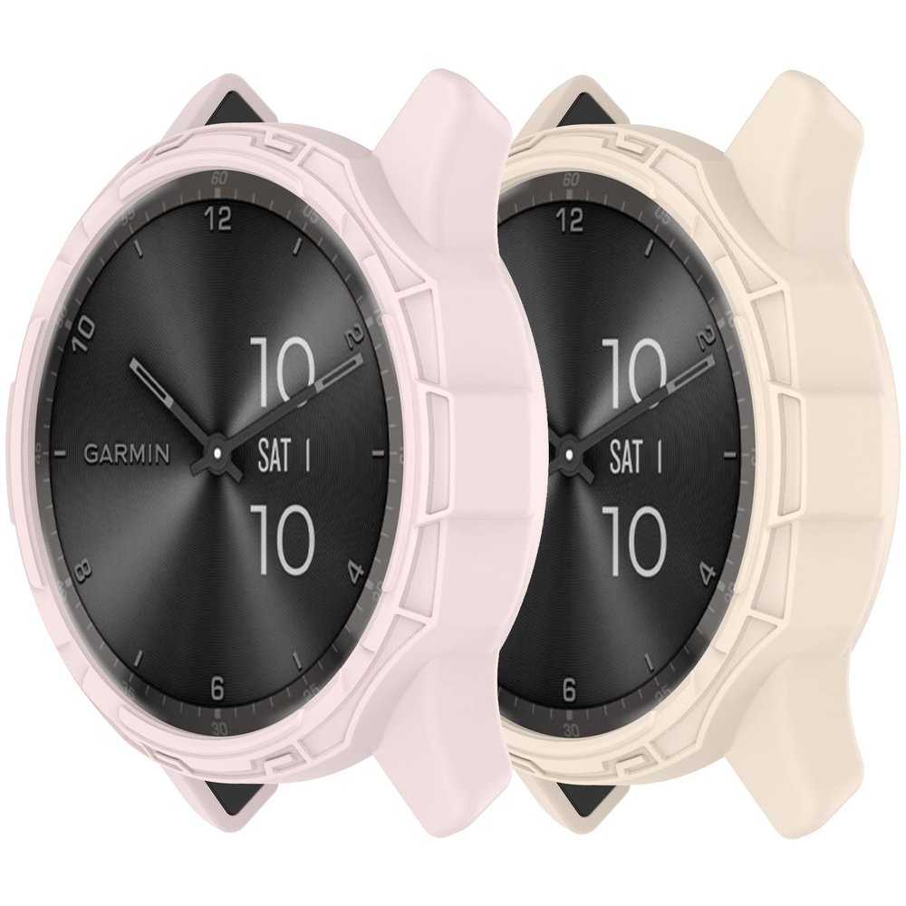 Protector Case Compatible with Garmin Vivomove Trend Watch, Soft TPU Shock-Proof Anti-Scratch Bumper Protective Shell for Garmin Vivomove Trend Case Cover Smartwatch Accessories(Pink&Starlight)