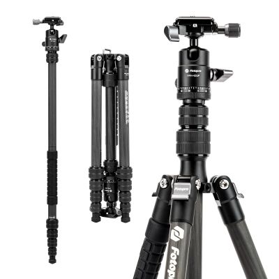 Fotopro 62" Carbon Fiber Travel Tripod, Lightweight Compact Camera Tripod with Ball Head and Arca-Swiss Quick Release Plate, Detachable Monopod, Carry Bag, Load up to 8KG/17.63lbs, Weighs only 2lbs.