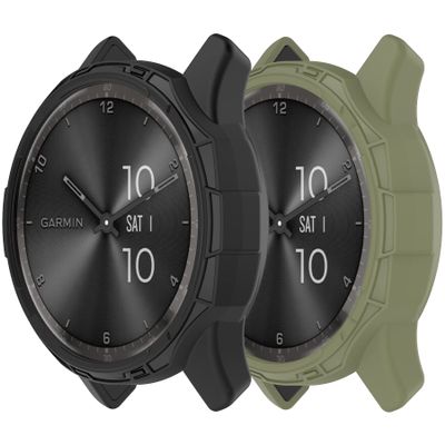 Protector Case Compatible with Garmin Vivomove Trend Watch, Soft TPU Shock-Proof Anti-Scratch Bumper Protective Shell for Garmin Vivomove Trend Case Cover Smartwatch Accessories(Black&ArmyGreen)