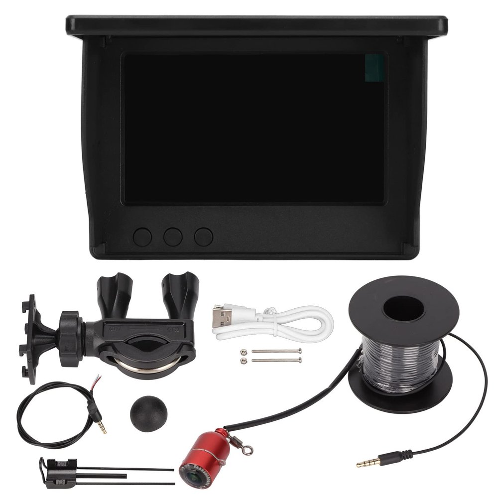 Fish Finder, Portable Underwater Fishing Camera Kit with 4.3in LCD Monitor, 190 Wide Angle IP67 Deep Waterproof Video Finder for Boats, Kayaks, Ice Fishing, Sea Adjustable Focal Length