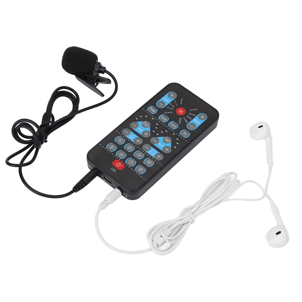 Mini Voice Changer, 8 Sound Effects Support Handheld Voice Changer Device, Multi Languages Beautification Streaming Live Sound Card, for Mobile Phone Computer