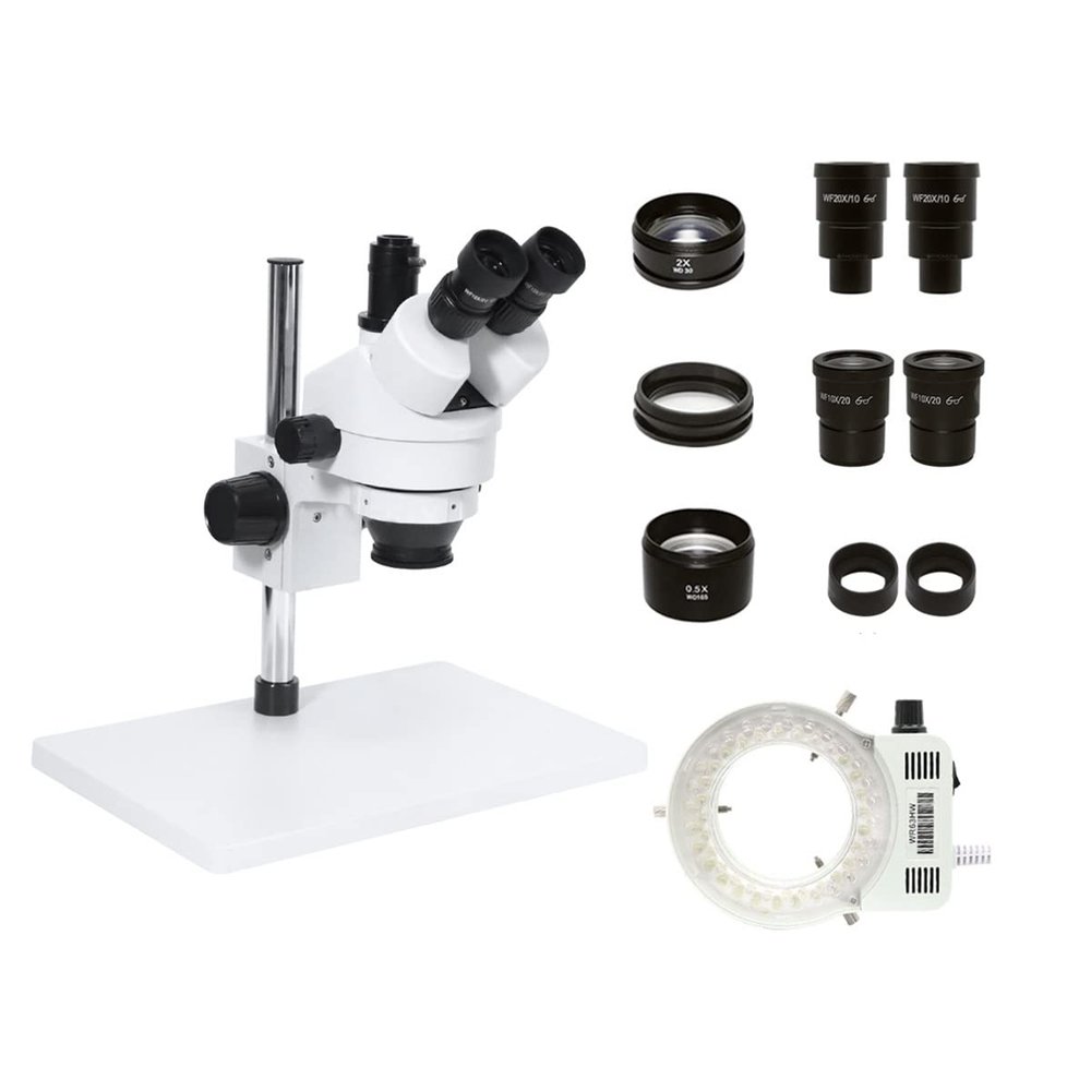 for Industrial Lab Simul-Focal 3.5X-180X Stereo Microscope Trinocular Microscope + 0.5X 2.0X Auxiliary Objective Lens for PCB Repair (Color : 3.5X-180X)