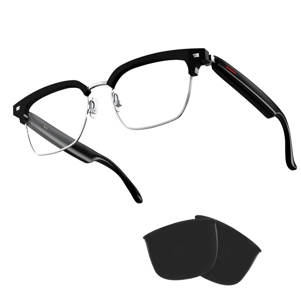 IVY TWS Smart Bluetooth Audio Glasses - Blue Light Blocking & Sunglasses Lens kits for Office Outdoor Sports Drive - Smart Glasses for Men & Women - Transparent Frame