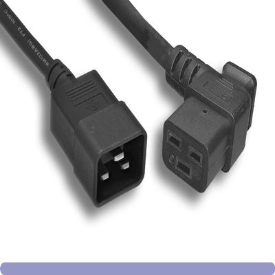 RiteAV - Heavy Duty 12 AWG Black Color Left Angled C19 / C20 Universal Jumper Power Cord (Black (10ft) 3 Meter)