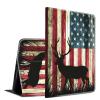 BFSEROBJ Case for Kindle Fire HD 10 Tablet 10.1" 7th/9th Generation 2017/2019 Release Lightweight Smart Case PU Leather Adjustable Stand Protective Cover with Auto Wake/Sleep - American Flag Deer view 1