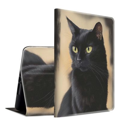 BFSEROBJ Case for 6.8" Kindle Paperwhite 11th Generation 2021 and Kindle Paperwhite Signature Edition Lightweight Smart Case Adjustable Stand Protective Cover with Auto Wake/Sleep - Cute Black Cat
