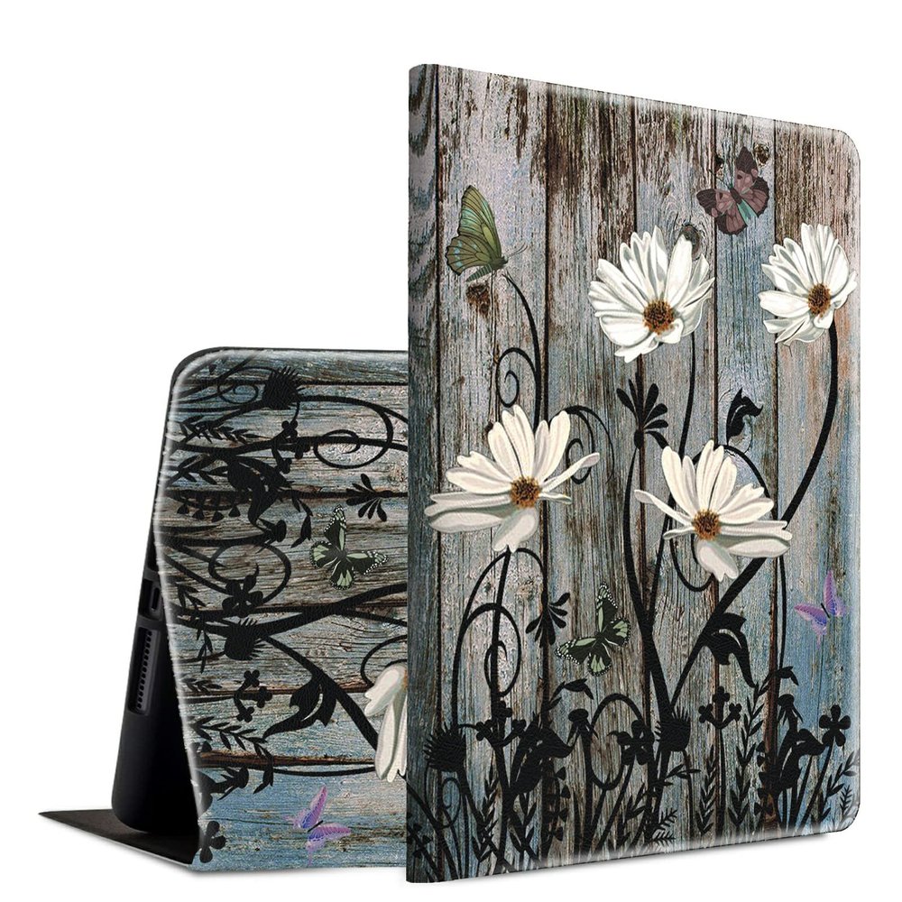 BFSEROBJ Case for All-New Fire 7 Tablet Case 7" 12th Generation 2022 Release Lightweight Smart Cover PU Leather Adjustable Stand Protective Cover with Auto Wake/Sleep - Floral Flower Butterfly
