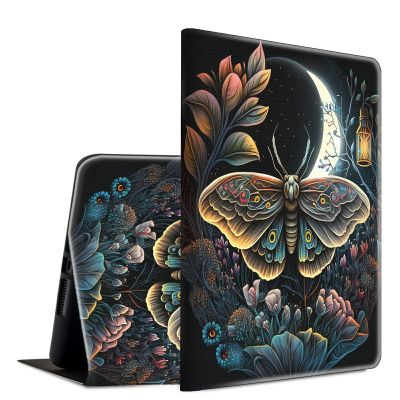 BFSEROBJ Case for 6.8" Kindle Paperwhite 11th Generation 2021 and Kindle Paperwhite Signature Edition Smart Case Adjustable Stand Protective Cover with Auto Wake/Sleep - Moth Moon Flower Floral