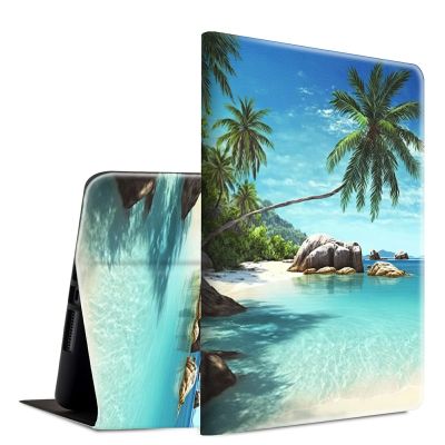 BFSEROBJ Case for 6.8" Kindle Paperwhite 11th Generation 2021 and Kindle Paperwhite Signature Edition Smart Case Adjustable Stand Protective Cover with Auto Wake/Sleep - Tropical Palm Sea Beach
