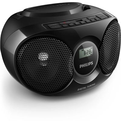 Philips Portable CD Player Boombox, Stereo Dynamic Bass Boost Speakers, Lightweight FM Radio CD Player with LCD Display, USB Playback, Aux Line-in, Boombox Portable for Home AZ318B/37