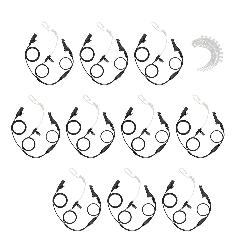 Bommeow 10 Pack BCT22-M9 2-Wire Clear Coil Surveillance Kit w/Extra Replacement Clear Tube for Motorola APX4000 XPR7350E XPR7380E XPR7550E XPR7580E (10PS-BCT22PRORCT-M9)