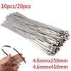 GatherTOOL 20pcs/10Pcs Stainless Steel Metal Cable Ties Zip Exhaust Wrap Coated Locking Metal Zip-Exhaust Multifunctional Locking Cable Ties (Color : 20Pcs-4.6x450mm) view 3